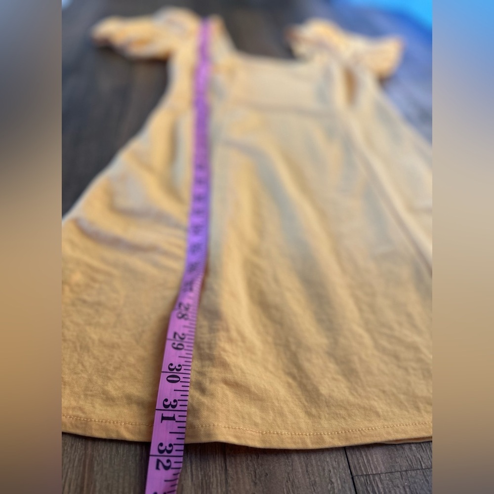 💖5 for $50💖MNG MANGO Yellow Solid A-Line Puff Sleeve Mini Dress - Picture 11 of 12